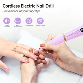 XunmotorYao Professioneller elektrischer Nagelfräser für Maniküre und Pediküre, elektrische Nagelfeile mit LCD-Display, einstellbare Geschwindigkeit, Nagelbohrer für Haus und Salon mit Set, Violett