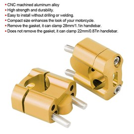 Handlebar Riser, Pair of 22mm/28mm Motorcycle Handlebar Fat Bar Riser Mount Clamps Adapter CNC Aluminum Alloy(Gold)