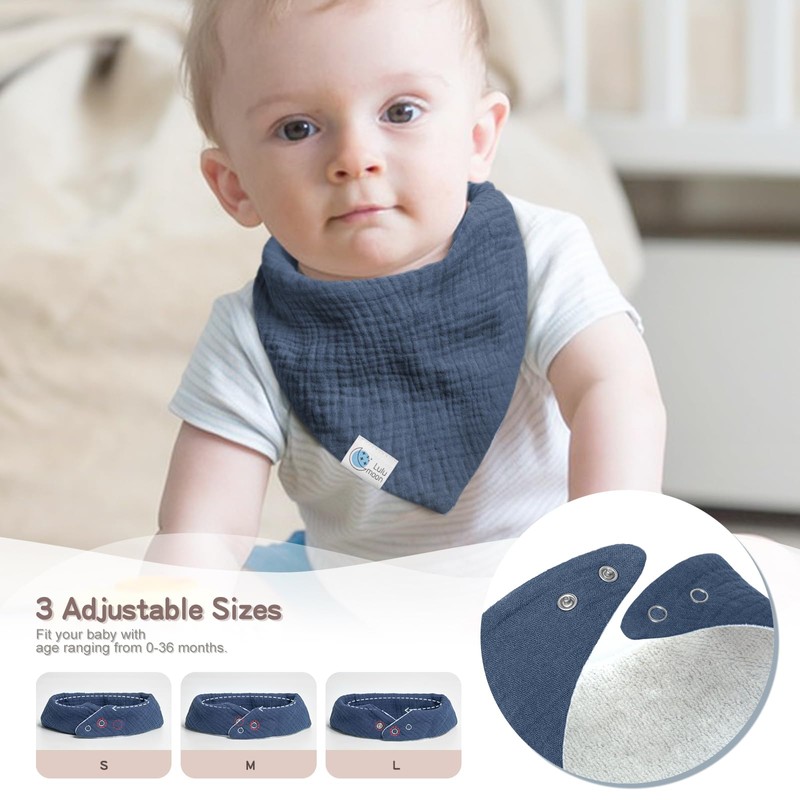 Lulumoon Muslin Baby Bibs 100% Cotton Baby Bandana Drool Bibs
