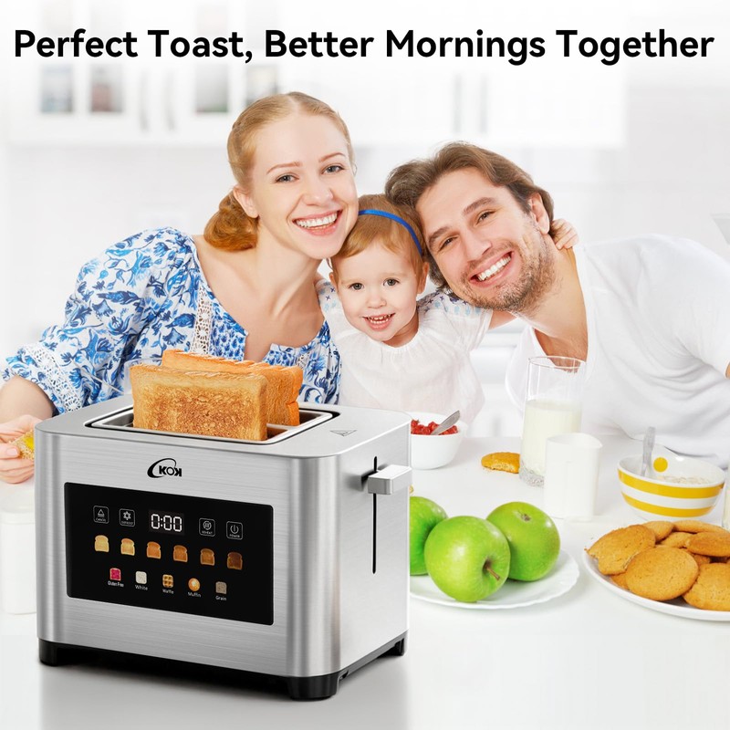 KOK 2 Slice Touch Screen Toaster, Stainless Steel Smart Toaster