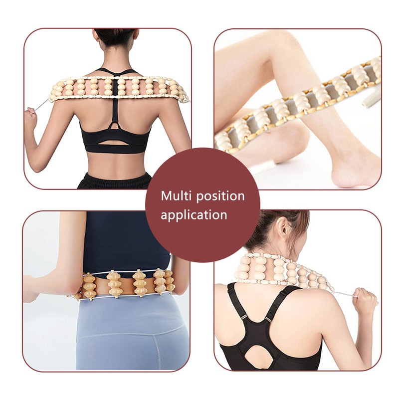 Back Massager Roller Rope Wood Back Roller Massage Manual Relief