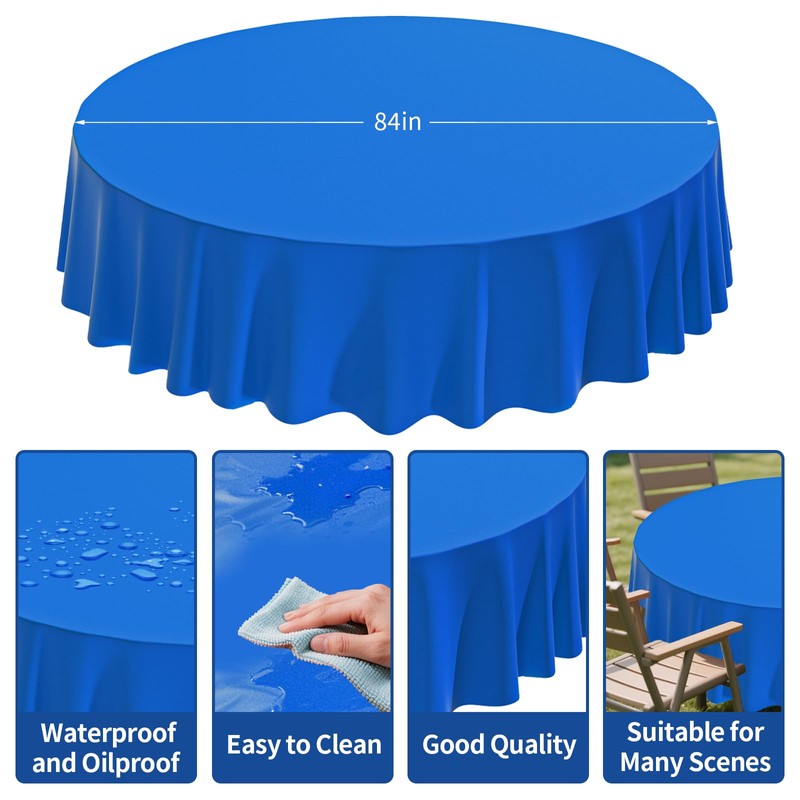 CXPSINC 2 Pack Premium Disposable Plastic Tablecloth 84" Round Table