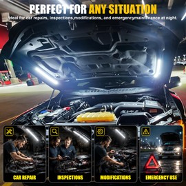 Fervorbeam 2pcs Under Hood Light Strip Kit White 42LEDs Waterproof Underhood Work Lights with Automatic On/Off Switch Blade Fuse Engine Bay Repair Inspection LED Lights Bar Strip 12V for Car Truck SUV