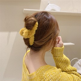 Ouyang Nana Style Large Volume Plush Hair Claw Clip for Back Head Styling One Size/Vibrant Yellow Hair Clip 20ea