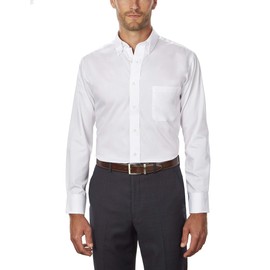 Van Heusen mens Regular Fit Twill Solid Button Down Collar Dress Shirt, White, XX-Large US