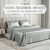 DECOLURE Satin Bed Sheets - 4 Piece Luxury Silky Queen