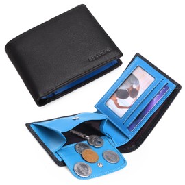 SENDEFN Men's Wallets Genuine Leather RFID Blocking Slim Trifold Wallets with Credit Cards and ID Windows & Coin Pocket