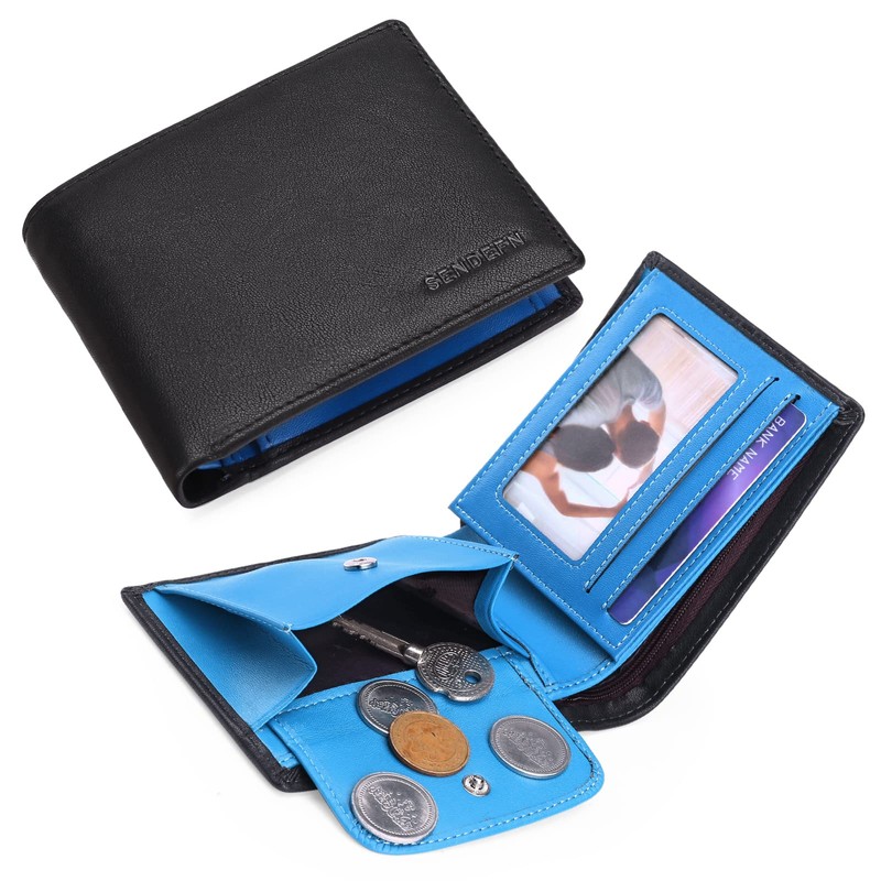 SENDEFN Men's Wallets Genuine Leather RFID Blocking Slim Trifold Wallets