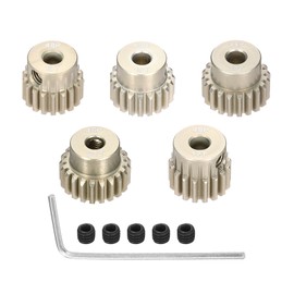 Rebower 5Pcs 48P Pinion Gear Set 17T 18T 19T 20T 21T for 3.175 mm Shaft Aluminium Alloy Pinion Gear with Screws and Hexagonal Wrench for RC Motor