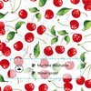 Emwnodti Cherry Shower Curtain, Cool Red Frutis Green Leaf White