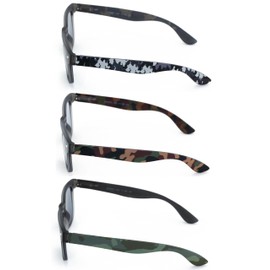 V.W.E. 3 Pairs Matte Military Camouflage Print Classic Comfortable Reading SunGlasses Tinted Reader Outdoor UV Protection (3 Pairs Assorted, 1.50, x)