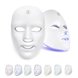 7 Farbe Led Maske, Led Gesichtsmaske, Lichttherapie Maske, Photon Therapie Maske, Beauty Photonentherapie Maske Für Gesicht (Weiß)