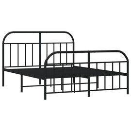 vidaXL 12 Inch Black California King Bed Frame with Headboard & Footboard, Sturdy Metal Platform Bed Frame & Slats, Extra Under Bed Storage, No Box Spring Needed, Without Mattress