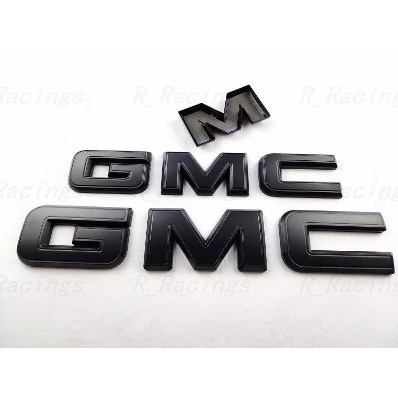 Auto Front & Rear GMC Matte Black OVERLAY Emblem Badge