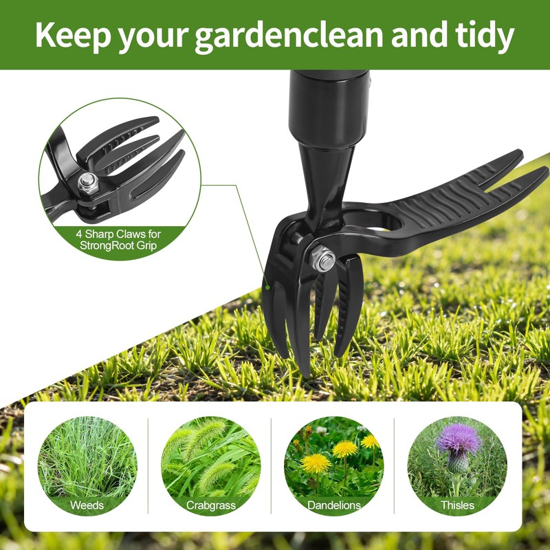 Hoffen Adjustable Stand Up Weeder (33-55 Inch), Lightweight Aluminum Weed
