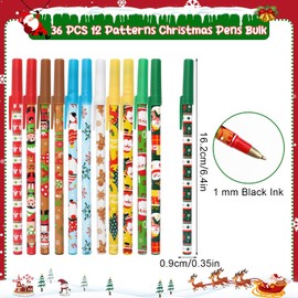 SULOLI Pack of 36 Christmas Ballpoint Pens 0.5 mm, Gel Pens Christmas, Cartoon Gel Pens for Students Children Christmas Party Gifts