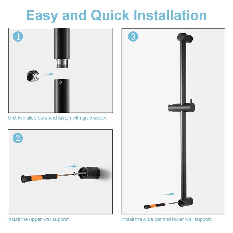 OFFO Shower Slide Bar 24 in Segmental Slide Bar Adjustable