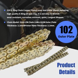 JINFANNIBI 520 X-Ring Chain with Connecting Master Link for Kawasaki Super Sherpa 250 00-10