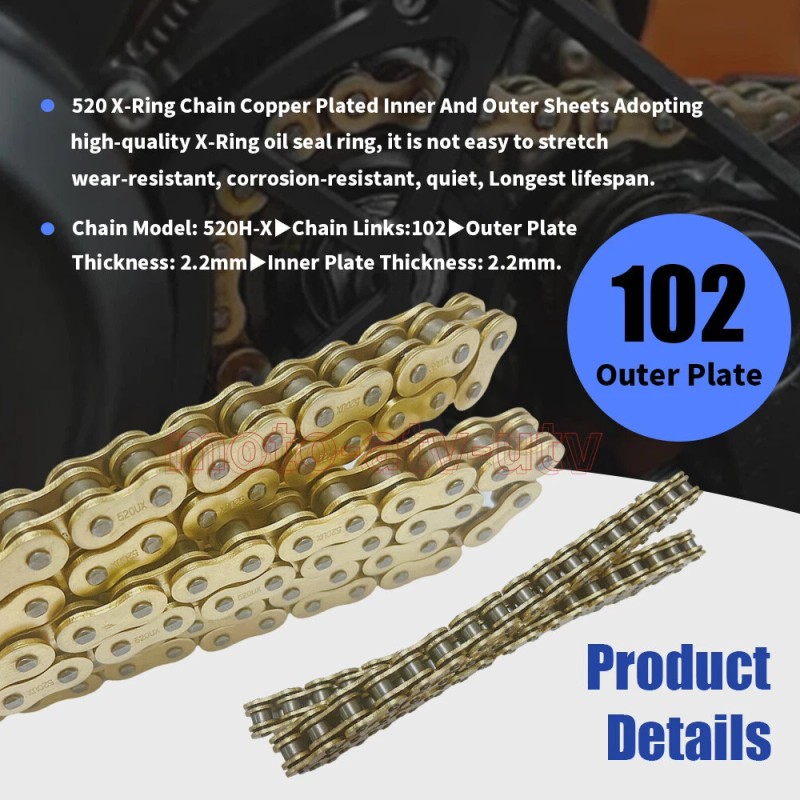 JINFANNIBI 520 X-Ring Chain with Connecting Master Link for Kawasaki