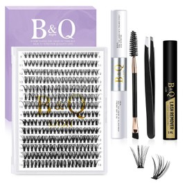 B&Q DIY Eyelash Extension Kit 280 PCS Cluster Lashes Kit D 9-16MIX Diy Lash Extensions Kit with Lash Bond and Seal Lash Remover Lash Applicators for Lash Clusters Lash Kit (Kit-30D+40D-D Curl 9-16mm)