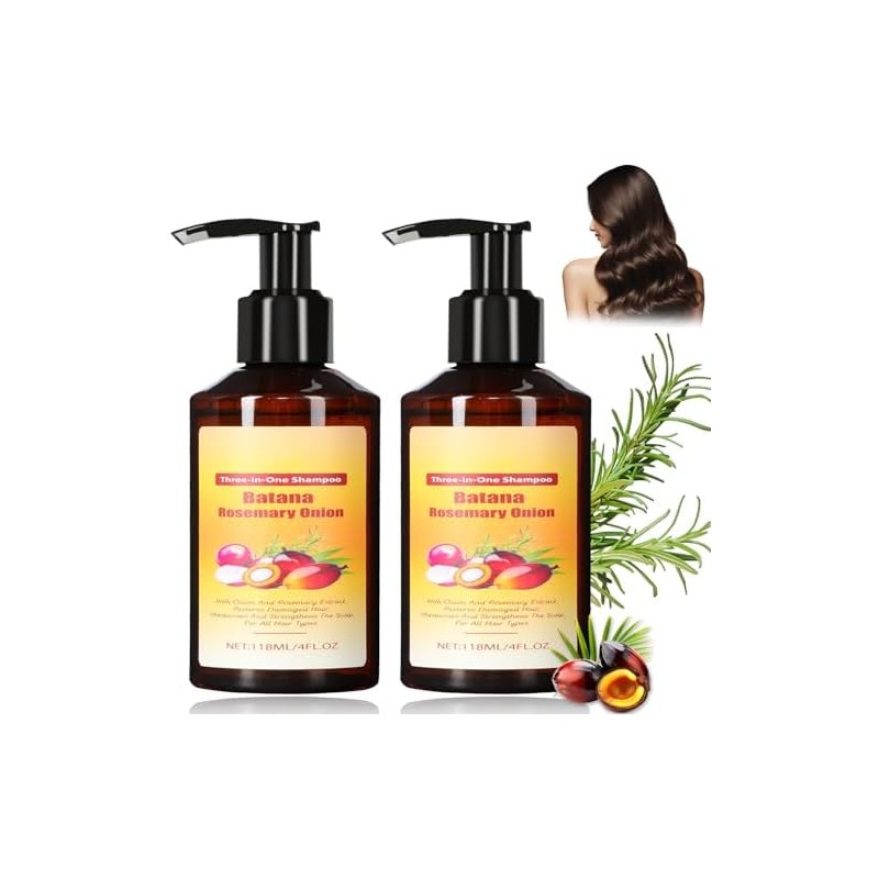 2PC Shampoo Romero, Batana Rosemary Onion 3 en 1 Shampoo,