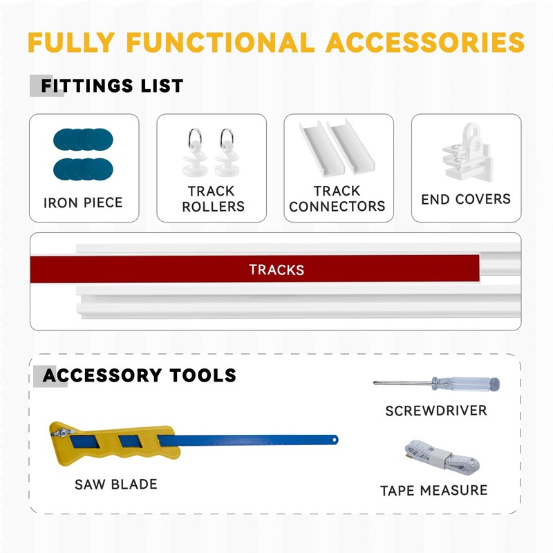 Jilron 100% Blackout Accordion Door Curtain, Adhesive Curtain Track Included