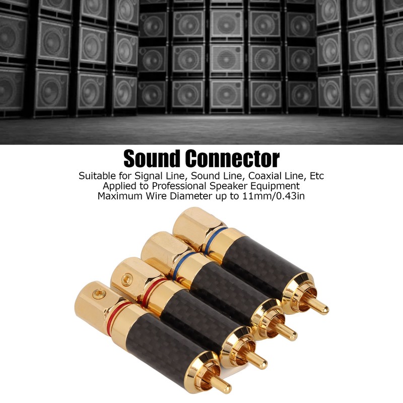 4Pcs RCA Sound Plug Carbon Fiber Gold Plated Oxidation Resistance