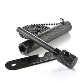 Ganzoo Feuerstahl, Feuerstein, Feuer-Starter, 5000 Zündungen, Magnesium 8mm, Survival EDC Tool mit Aluminium-Hülle, Outdoor Ausrüstung, Camping Multitool, Feuer Machen, Farbe Schwarz