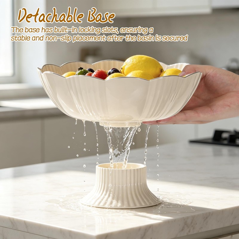 White Decorative Bowl 3Pack, 10" Detachable Decorative Fruit Bowls
