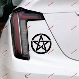 Wiccan Pagan Pentagram Pentacle Round Vinyl Decal Sticker - 4 Pack Black, 2 Inches, 3 Inches, 4 Inches, 5 Inches - for Car Laptop Window Phone