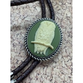 FANCY FOX BOUTIQUE St Patrick's Day GREEN OWL Irish Celtic Wedding Bolo Tie Celtic Knot Leather