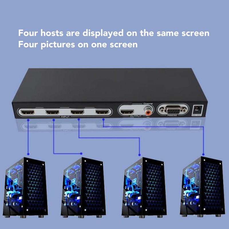 HD Multimedia Interface Quad Multi Viewer Switch 4 in 1