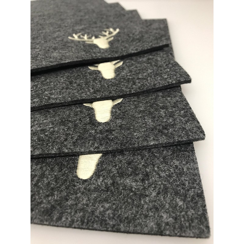 CH Trading Felt Deer Rectangular Placemats in Dark Grey with