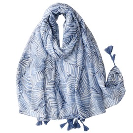 FAIRYGATE Blue Scarf with Tassel Shawl Wrap for All Season Warm Modern Print Gifts Scarfs for Women Ladies Scarves Lightweight Clearance Valentines Gifts for Her Shawl Shawls for Weddings 17234