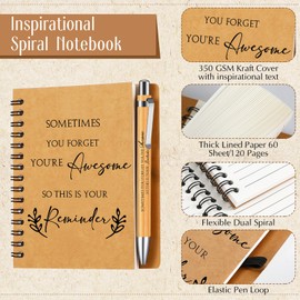 Dianelhall 2 Pcs Thank You Gift for Colleagues Women Teacher Leaving Gifts Employee Appreciation Gift Inspirational Notebook Ballpoint Pen Kraft Lined Notepad Gift for Coworker Volunteer(Reminder)