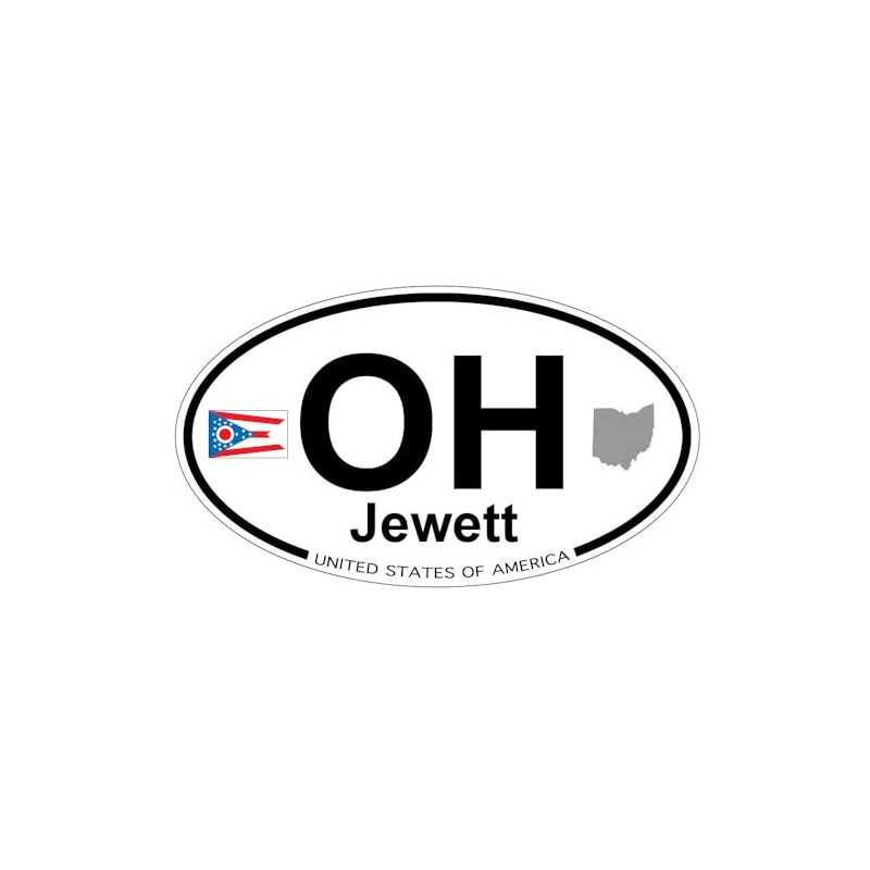 US Decal, Inc. Jewett, Ohio Oval Sticker with State Flag