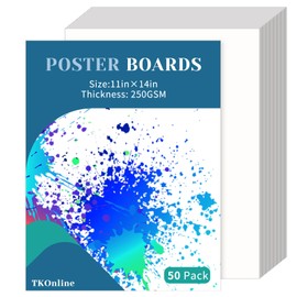 TKOnline 50 Pack Poster Boards, 11 x 14 Inches White Poster Board Paper Bulk, Blank Graphic Display Posterboards, Posteboard, School Supplies