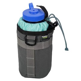 Stem Bag Insulated Water Bottle (Charcoal & Influencer Blue) | Holds Ice for 7+ Hours | Water Resistant Holder with 2 Extra Long Buckle Straps & 1 Hook-and-Loop Strap | Bike Accessories | Made in USA