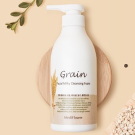 Mediflower Grain Facial Milky Large Capacity Cleansing Foam 500ml - Grain Milky Cleansing Foam 500ml / 메디플라워 곡물 페이셜 밀키 대용량 클렌징 폼 500ml - 곡물 밀키 클렌징폼 500ml