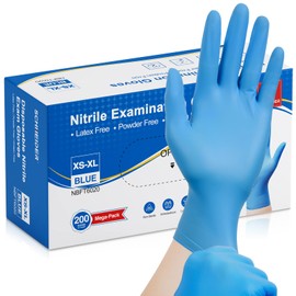 Schneider Nitrile Exam Gloves - M, 200-ct Box,Blue Disposable Gloves, Latex Free, Powder Free, Medical Gloves for Cooking, Cleaning, Examination