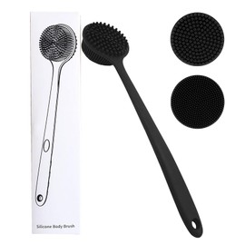 LANLIHAN Silikon-Körperschrubber für die Dusche, 2-seitige Peeling- und Massagebürste mit langem Griff, hypoallergener Rückenschrubber erzeugt reichhaltigen Schaum, umweltfreundlich für empfindliche