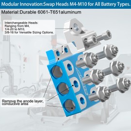 Kaas Heavy-Duty Battery Terminals - 8AWG to 4/0 AWG, with Interchangeable Heads M4-M10, 1/4-20, 3/8-16 - Innovative Modular Design Fits All Batteries, Threaded Stud/Top Post/Side Post