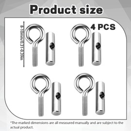 YEWCEP Set of 4 Piping Stoppers 8-10 mm Stopper for Piping Rail Keder Stopper with Carabiner Stainless Steel Piping Rail Accessories Camping Blocking Kit