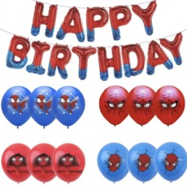 1PCS Foil Happy Birthday Banner 12PCS Latex Balloons Party Decorations Letters Signs Party Supplies for Boys Kids
