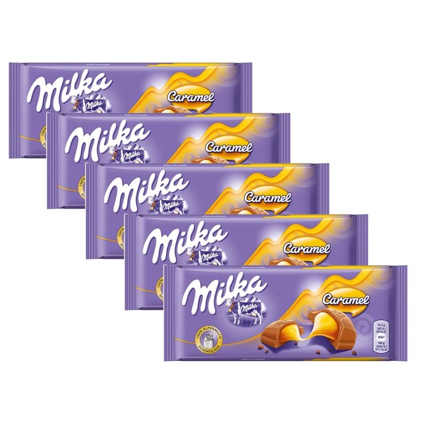 Milka Milk Chocolate with Caramel Filling, 100g (PACK OF 5)