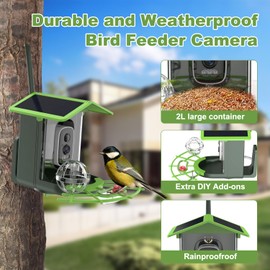 JieSuDa Smart AI WiFi Bird Feeder, 2K Full HD with Real-time Alarm and Live Viewing, a for Bird Lovers!