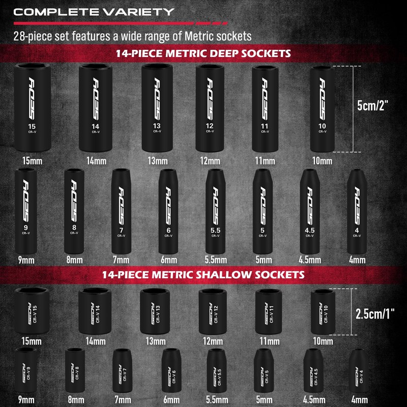 64-Piece 1/4" Drive Impact Socket Wrench Driver-Bits Set, Cr-V Metric&SAE