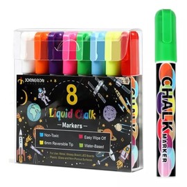 Rotuladores de tiza líquida, rotuladores borrables de punta media de 8 colores y 6 mm para pizarra, cristal, ventana y espejo, rotulador reversible para pizarra de tiza de doble punta