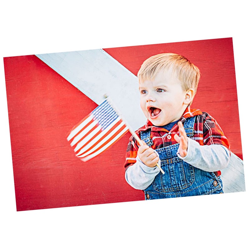 Sosoport 2sets American Flags Hand Waving Mini Usa Flag 14x21cm