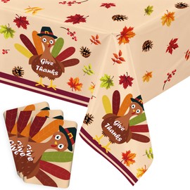 IMISHM Thanksgiving Tablecloth Pack Disposable Plastic Tablecloths for Rectangle Tables Thanksgiving Decorations Turkey Table Cloths for Home